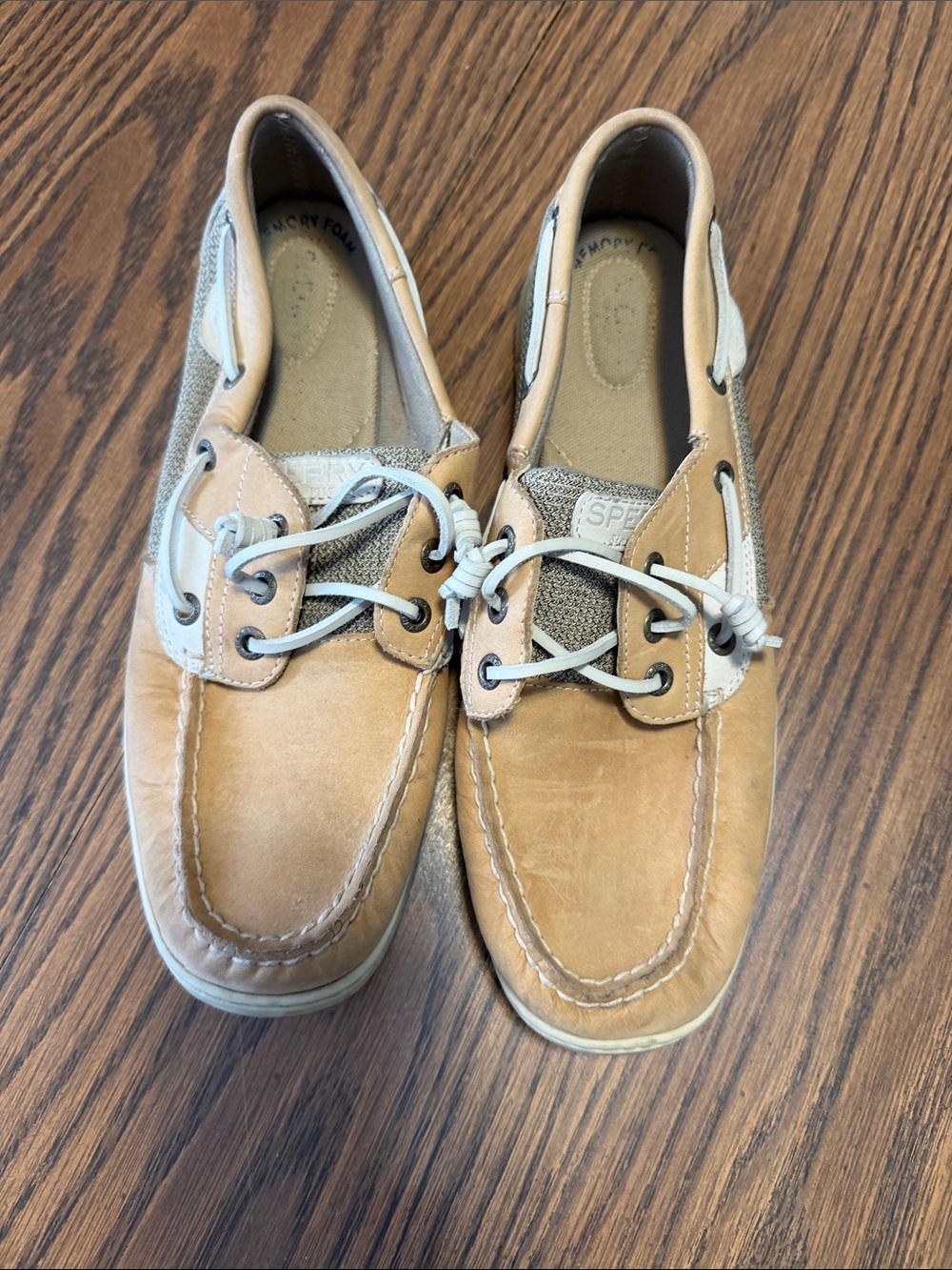 Sperry Two-Tone Tan and Cream Leather Boat Shoes